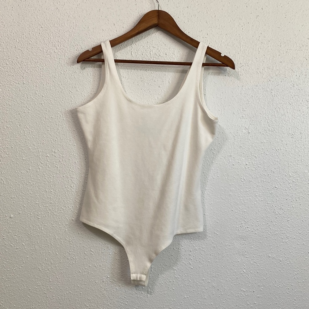 Low back off white body suit